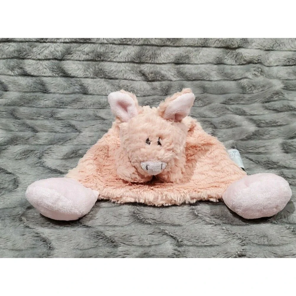 Nat & Jules Pink Pig Plush Stuffed Baby Lovey Security Blanket Toy 13